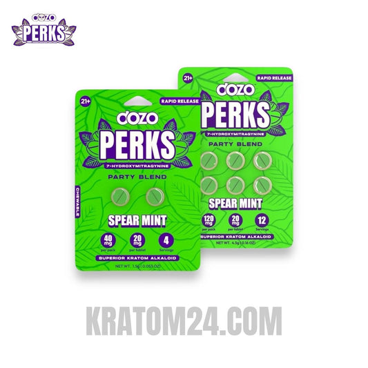 Dozo Perks Alkaloid + 7 Hydroxy Kratom Tablets Spear mint 120MG - 6CT