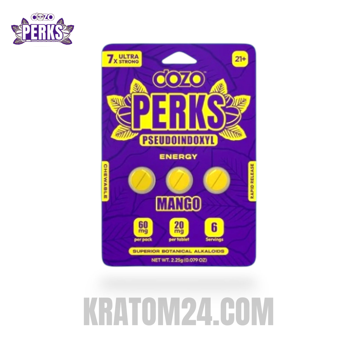 Dozo Perks Botanical Alkaloid Kratom Tablets Mango 60MG