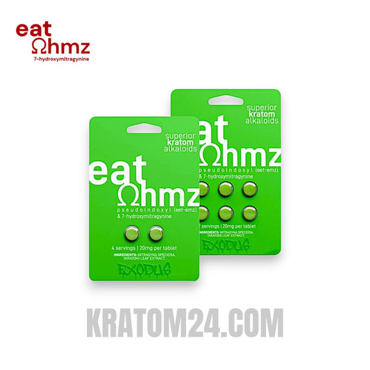 Eat Ohmz 7 Hydroxy Alkaloid Kratom Tablets Lime Green Box 20MG - 6CT