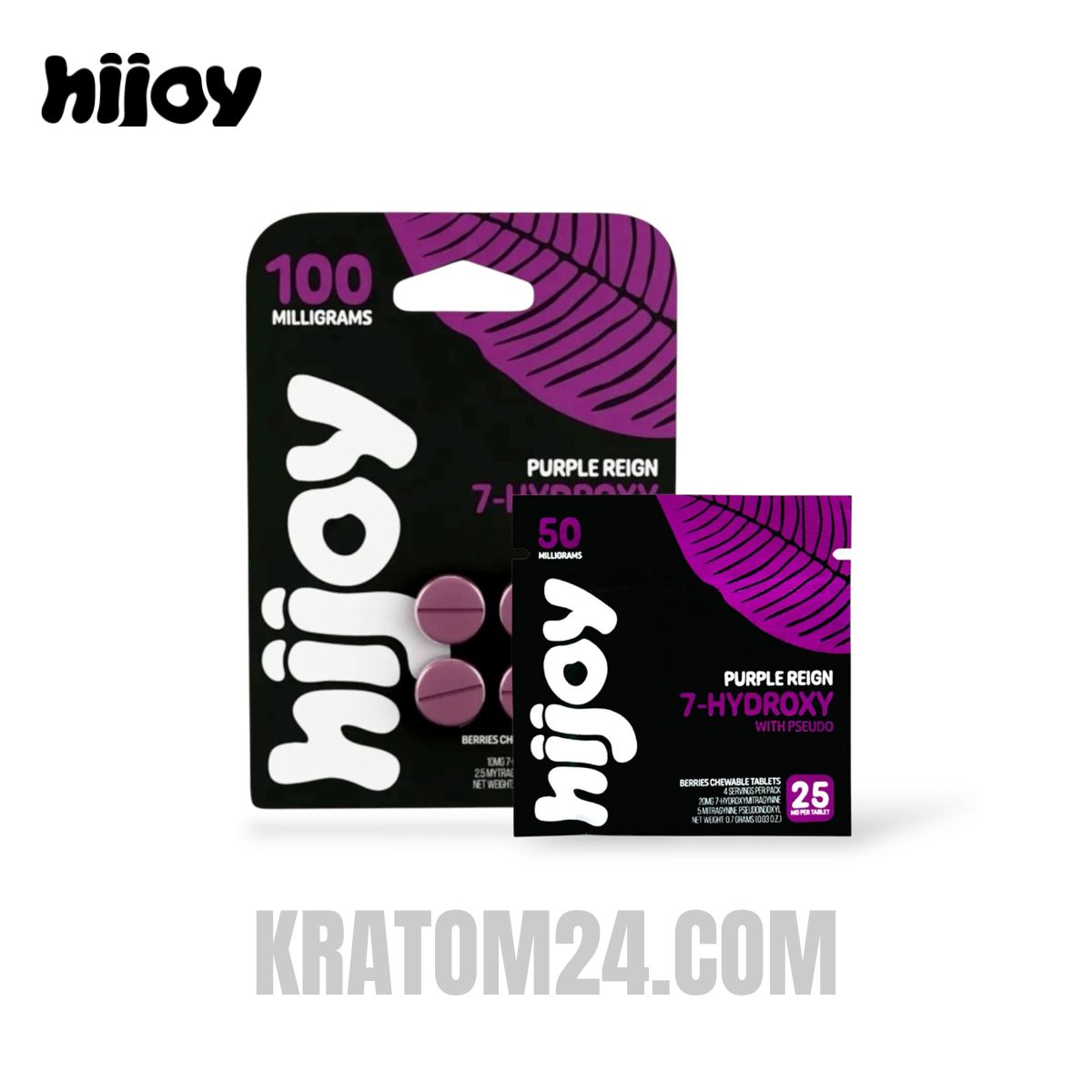 Hijoy 7Hydroxy & Pseudo Kratom Tablets Purple Reign 100MG - 4CT