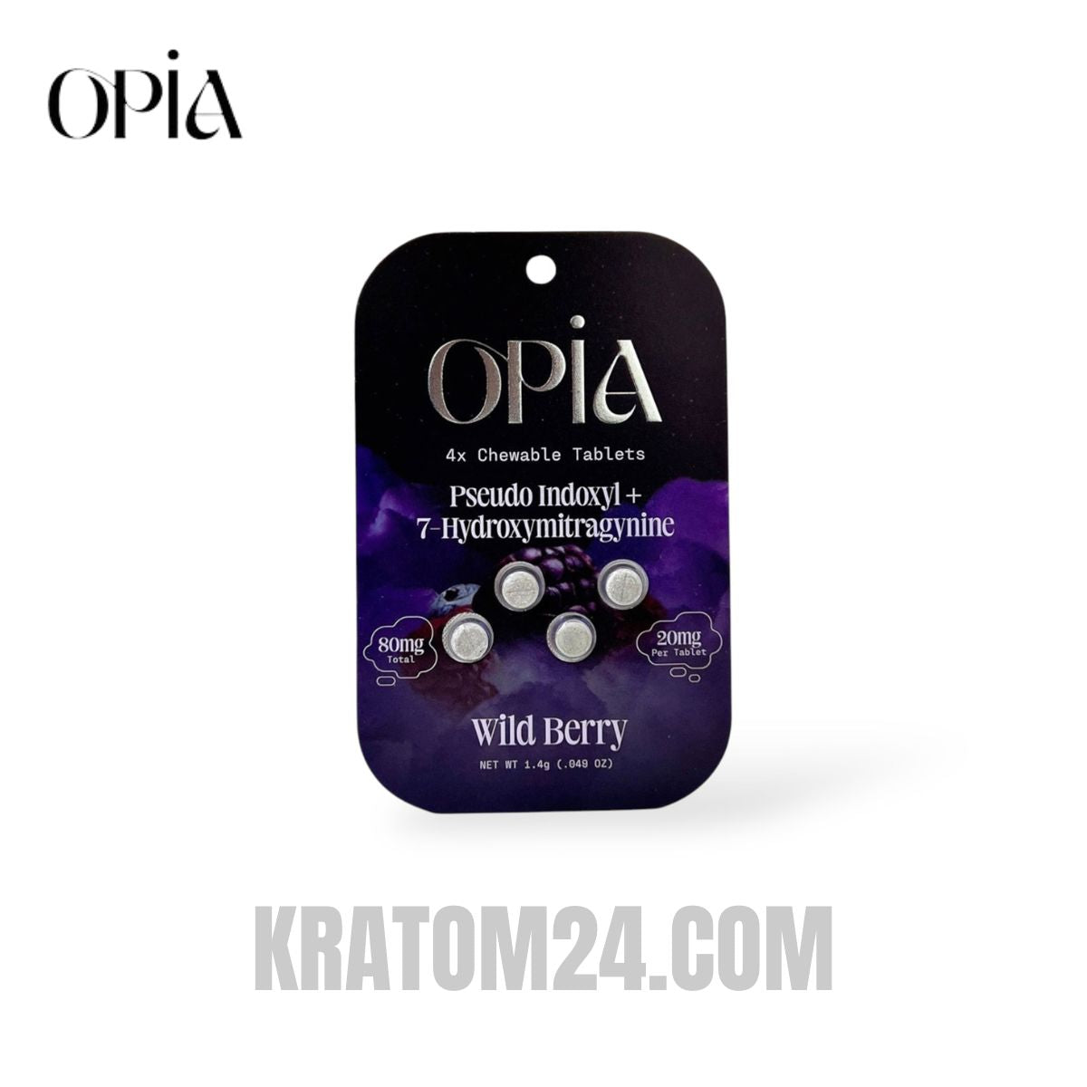Opia 7 Hydroxy & Pseudo Kratom Tablets Wild Berry 80MG - 4CT